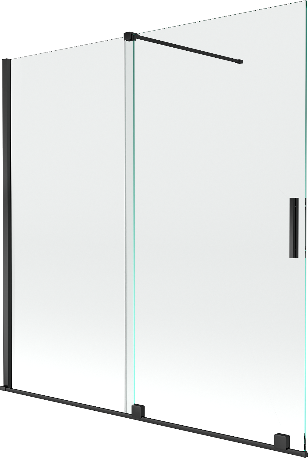 Mexen Velar parawan nawannowy 2-skrzydłowy przesuwny 160 x 150 cm, transparent, czarny - 896-160-000-01-70