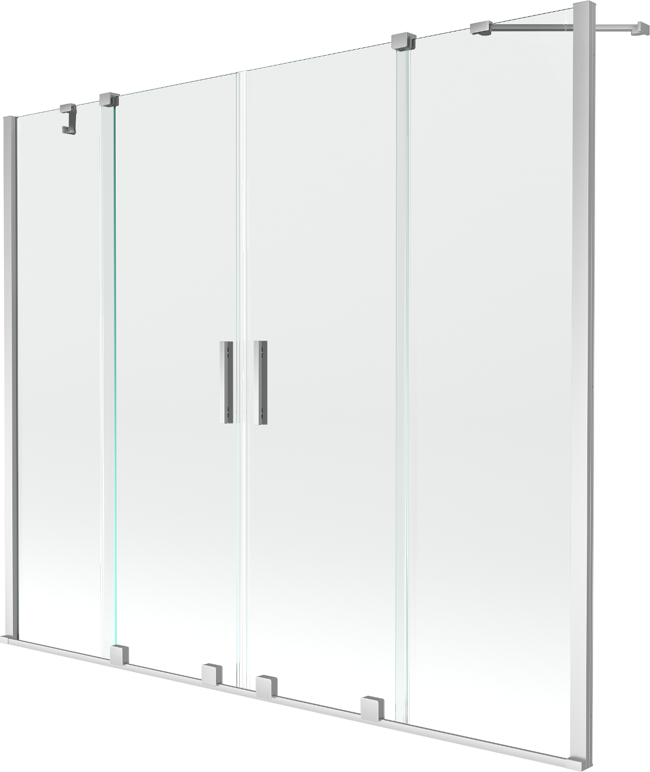 Mexen Velar Duo parawan nawannowy 2-skrzydłowy przesuwny 170 x 150 cm, transparent, chrom - 896-170-000-02-01
