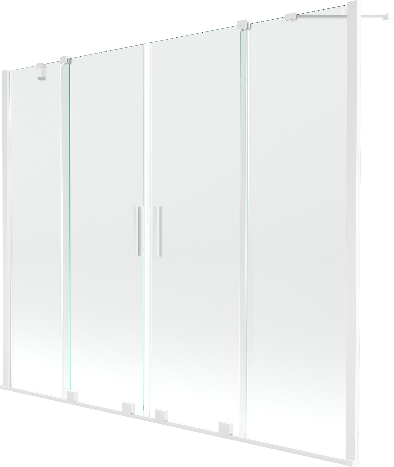 Mexen Velar Duo parawan nawannowy 2-skrzydłowy przesuwny 170 x 150 cm, transparent, biały - 896-170-000-02-20