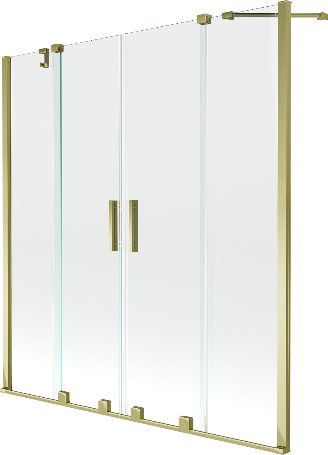 Mexen Velar Duo parawan nawannowy 2-skrzydłowy przesuwny 140 x 150 cm, transparent, złoty - 896-140-000-02-50