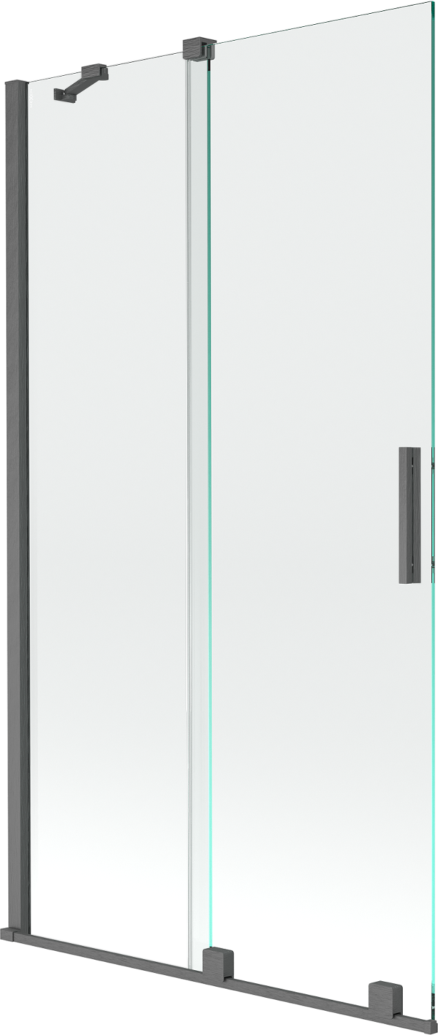 Mexen Velar parawan nawannowy 2-skrzydłowy przesuwny 100 x 150 cm, transparent, gun gray szczotkowany - 896-100-000-01-66