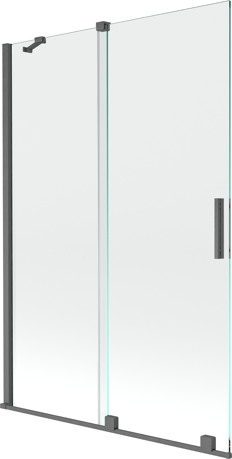 Mexen Velar parawan nawannowy 2-skrzydłowy przesuwny 120 x 150 cm, transparent, gun gray szczotkowany - 896-120-000-01-66