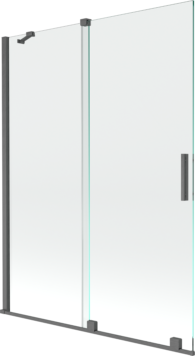 Mexen Velar parawan nawannowy 2-skrzydłowy przesuwny 130 x 150 cm, transparent, gun gray szczotkowany - 896-130-000-01-66