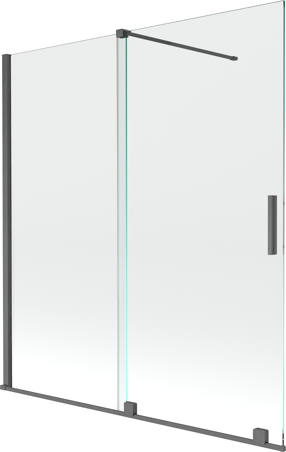 Mexen Velar parawan nawannowy 2-skrzydłowy przesuwny 150 x 150 cm, transparent, gun gray szczotkowany - 896-150-000-01-66