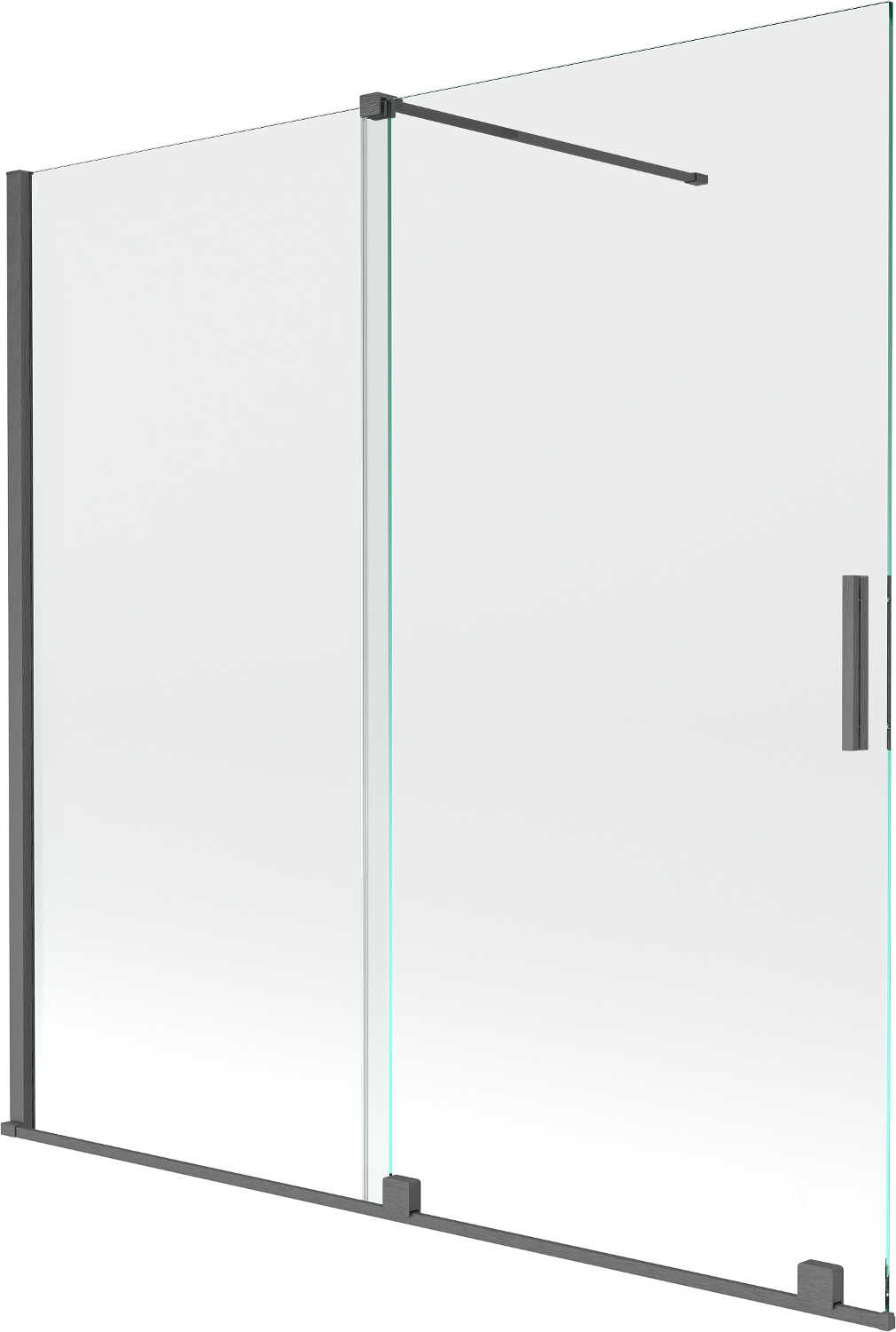 Mexen Velar parawan nawannowy 2-skrzydłowy przesuwny 160 x 150 cm, transparent, gun gray szczotkowany - 896-160-000-01-66