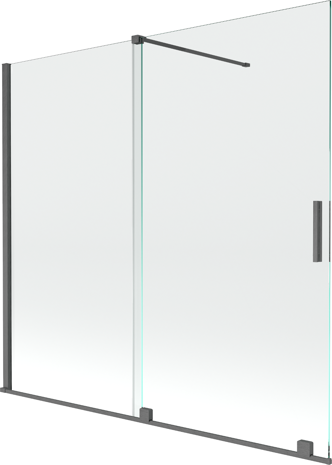 Mexen Velar parawan nawannowy 2-skrzydłowy przesuwny 170 x 160 cm, transparent, gun gray szczotkowany - 896-170-000-01-66