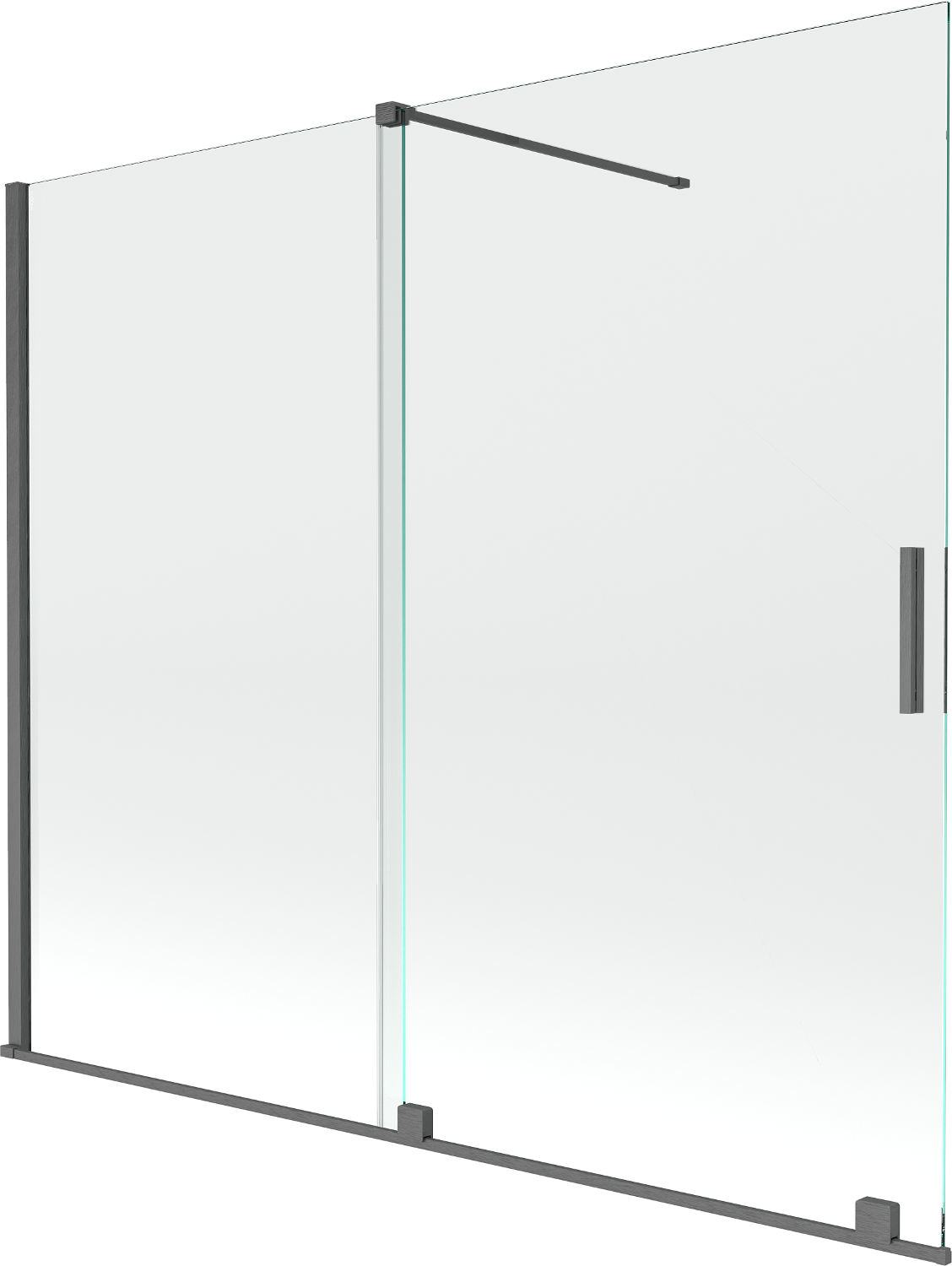 Mexen Velar parawan nawannowy 2-skrzydłowy przesuwny 180 x 160 cm, transparent, gun gray szczotkowany - 896-180-000-01-66