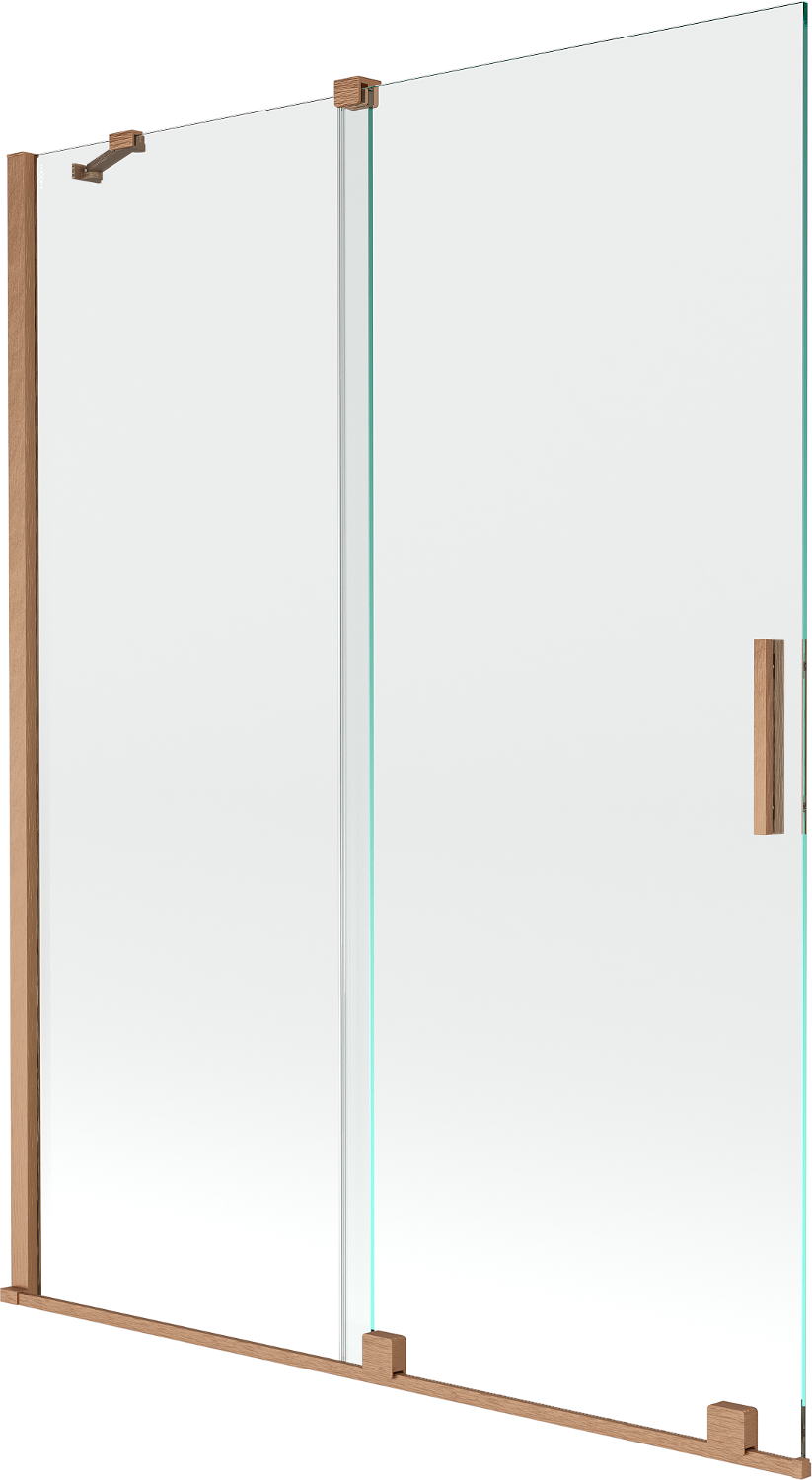Mexen Velar parawan nawannowy 2-skrzydłowy przesuwny 130 x 150 cm, transparent, miedź szczotkowana - 896-130-000-01-65