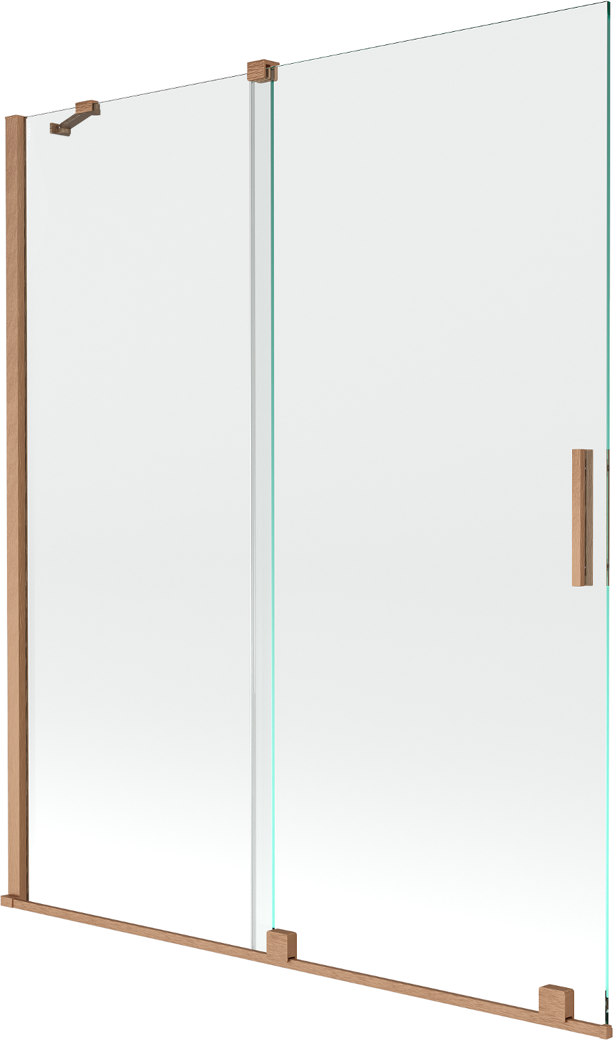 Mexen Velar parawan nawannowy 2-skrzydłowy przesuwny 140 x 150 cm, transparent, miedź szczotkowana - 896-140-000-01-65