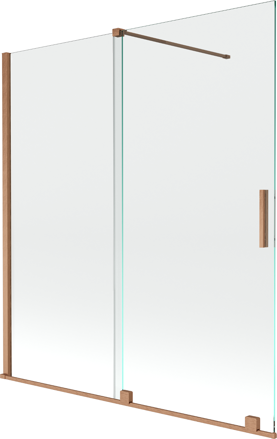 Mexen Velar parawan nawannowy 2-skrzydłowy przesuwny 150 x 150 cm, transparent, miedź szczotkowana - 896-150-000-01-65