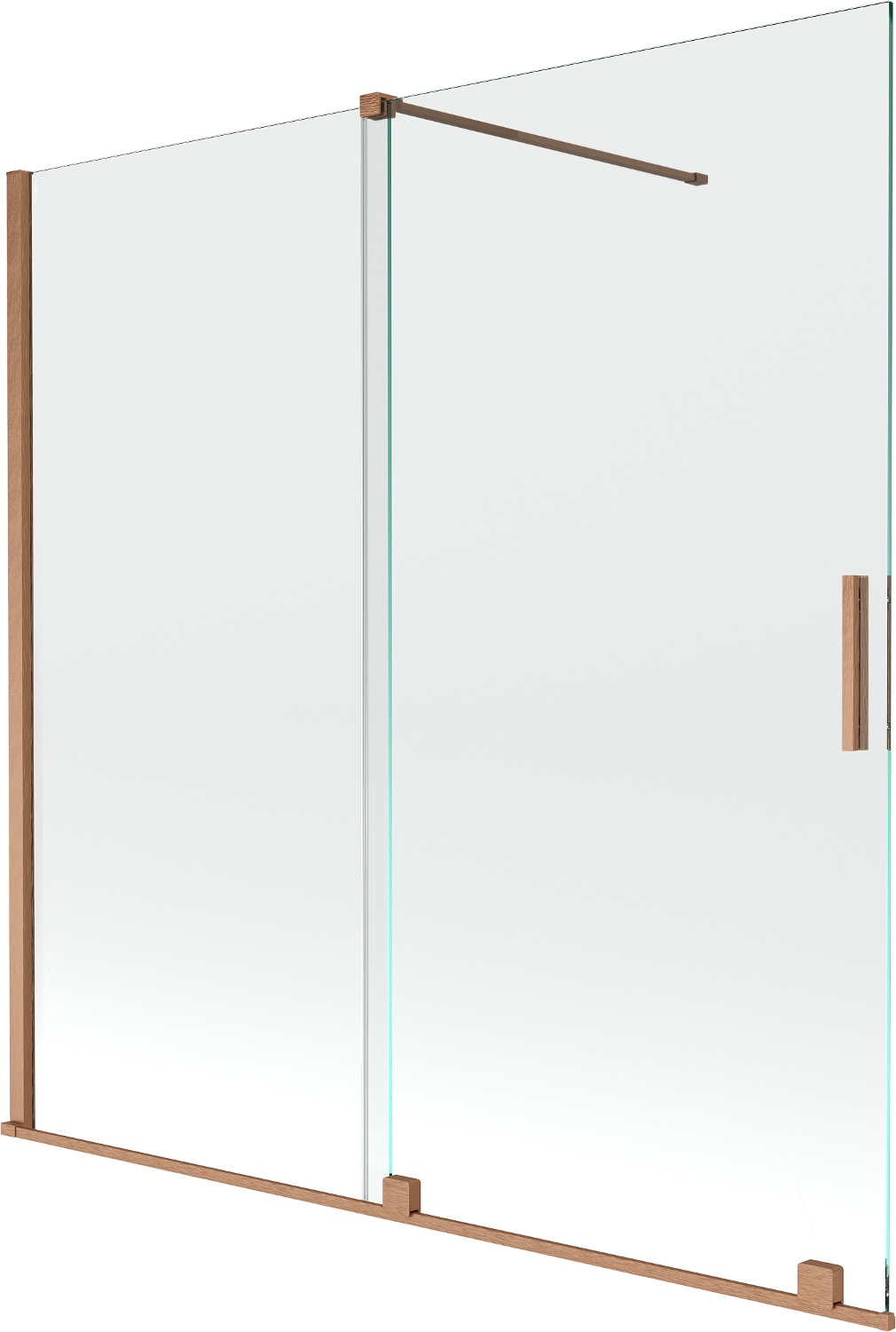 Mexen Velar parawan nawannowy 2-skrzydłowy przesuwny 160 x 150 cm, transparent, miedź szczotkowana - 896-160-000-01-65