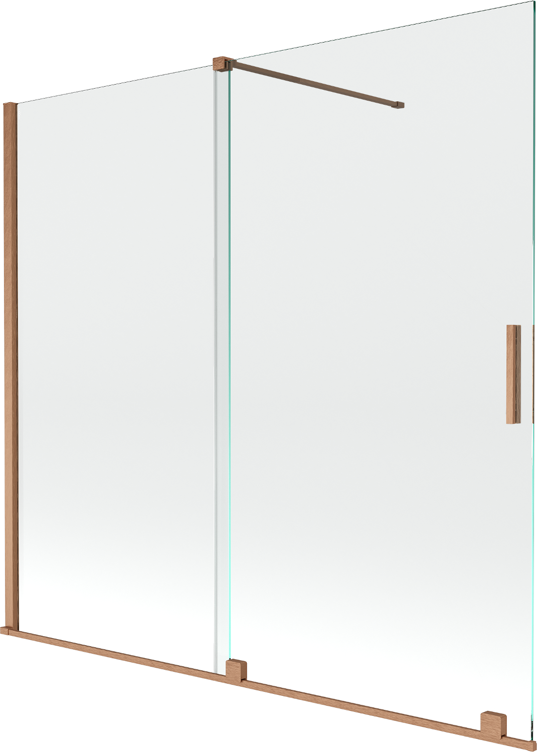 Mexen Velar parawan nawannowy 2-skrzydłowy przesuwny 170 x 150 cm, transparent, miedź szczotkowana - 896-170-000-01-65
