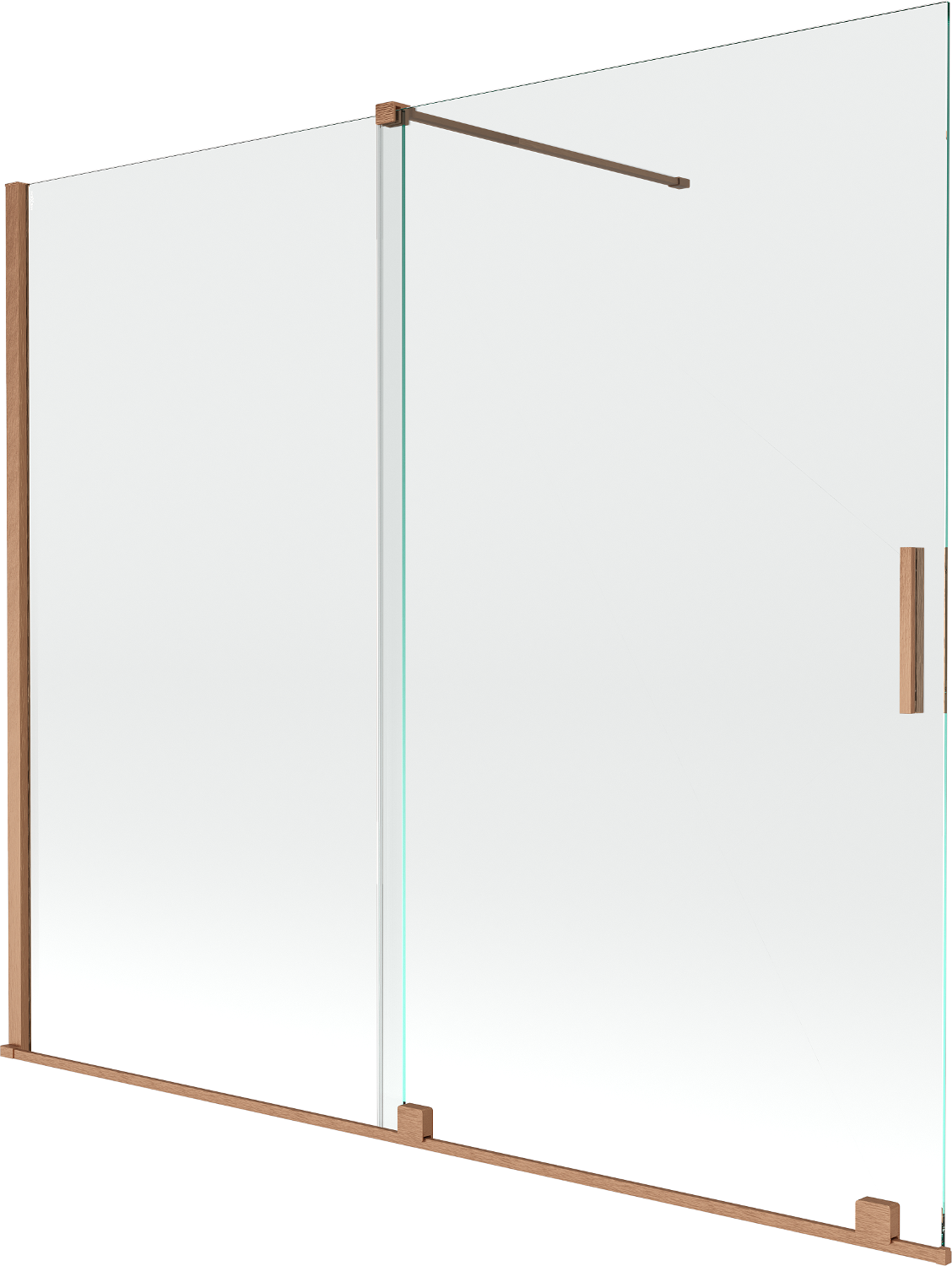 Mexen Velar parawan nawannowy 2-skrzydłowy przesuwny 180 x 150 cm, transparent, miedź szczotkowana - 896-180-000-01-65