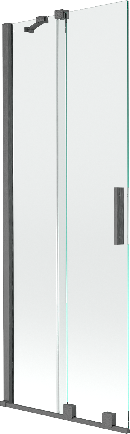 Mexen Velar parawan nawannowy 2-skrzydłowy przesuwny 75 x 150 cm, transparent, gun gray szczotkowany - 896-075-000-01-66