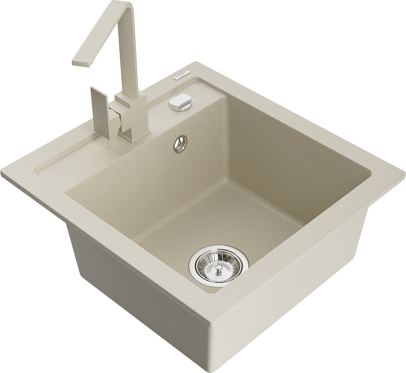 Mexen Vito zlewozmywak granitowy 1-komorowy z baterią kuchenną Rita, beżowy - 6503-69-670300-69