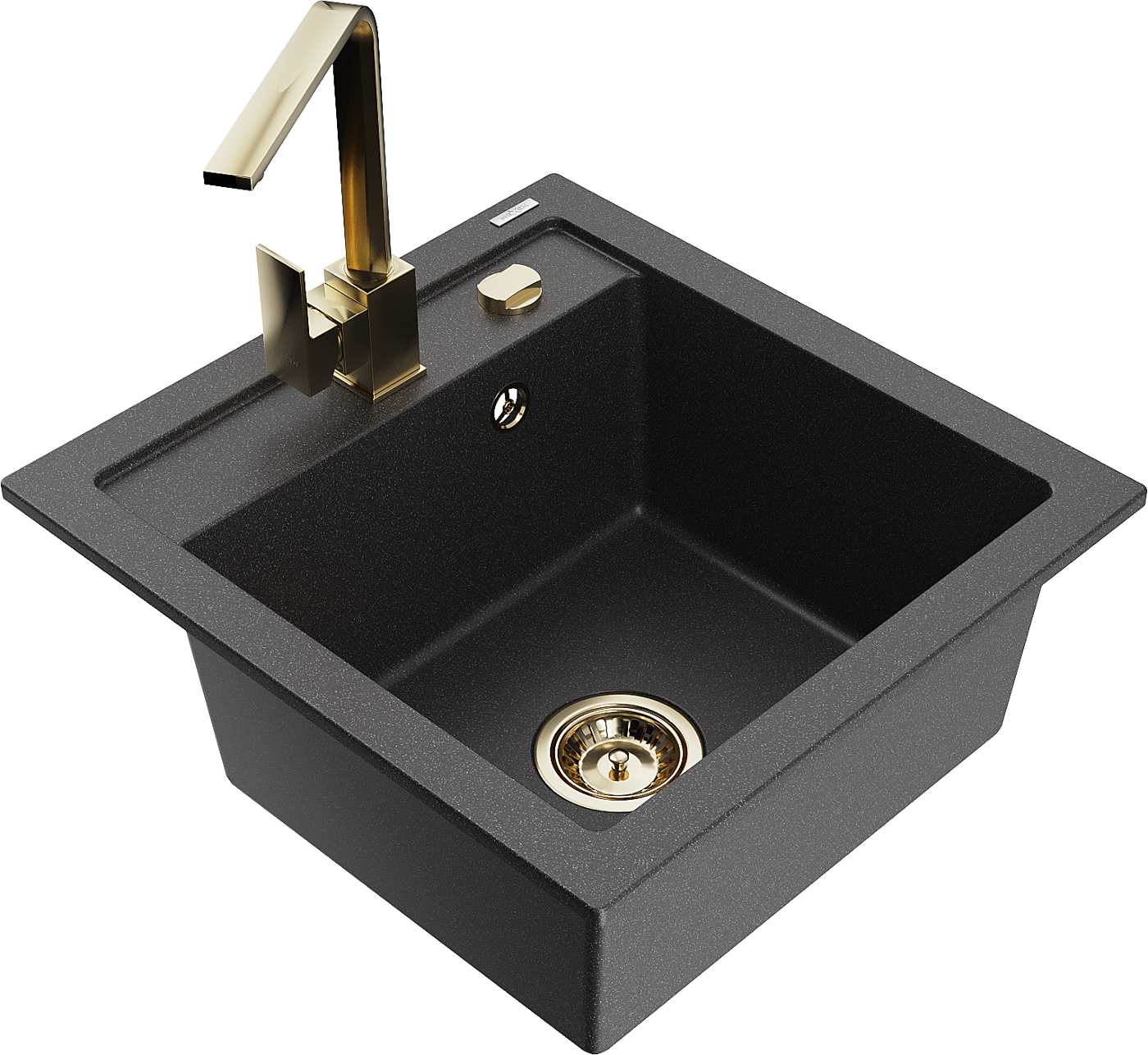 Mexen Vito zlewozmywak granitowy 1-komorowy z baterią kuchenną Rita, czarny nakrapiany - 6503-76-670300-50