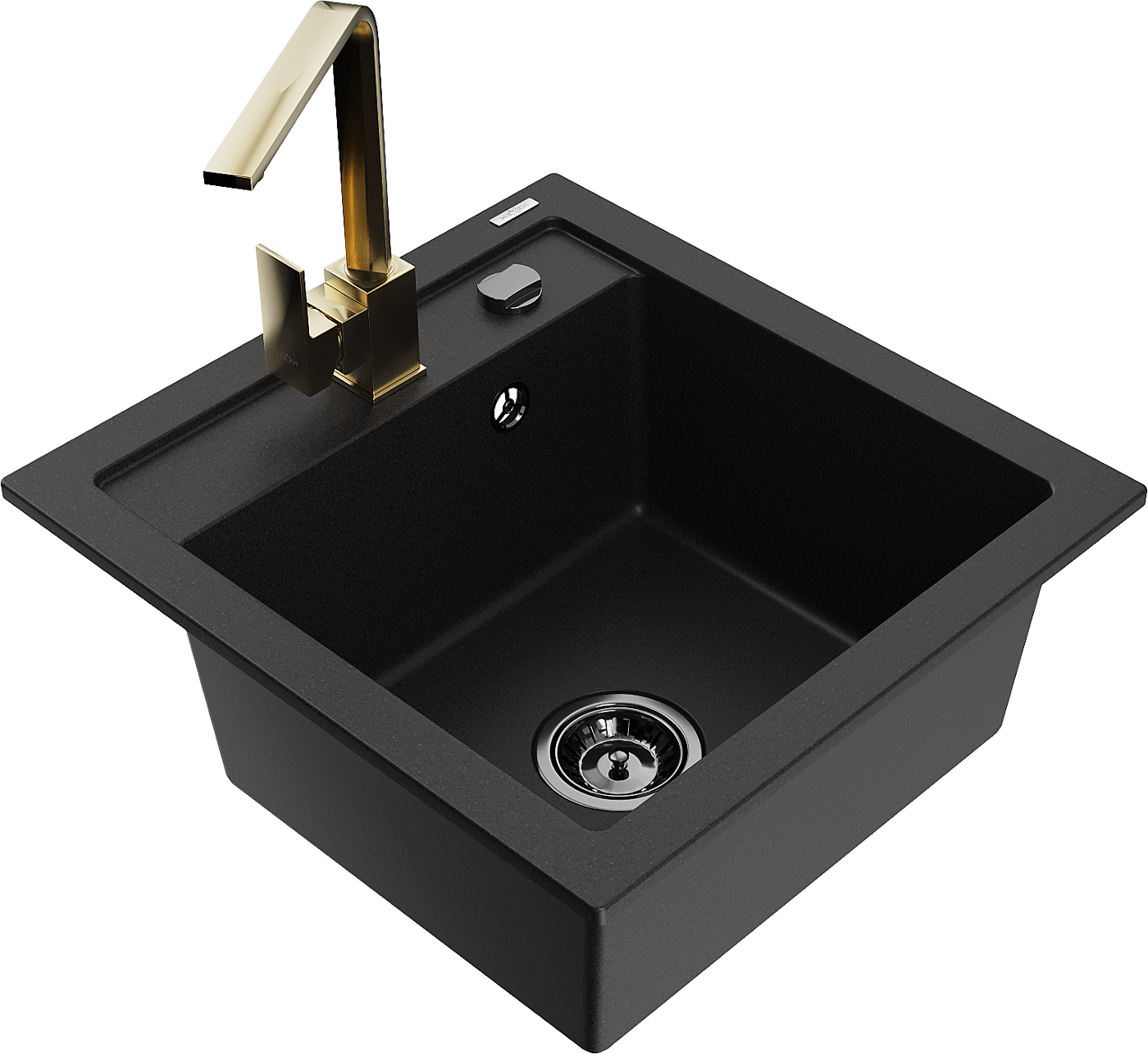 Mexen Vito zlewozmywak granitowy 1-komorowy z baterią kuchenną Rita, czarny - 6503-77-670300-50-B