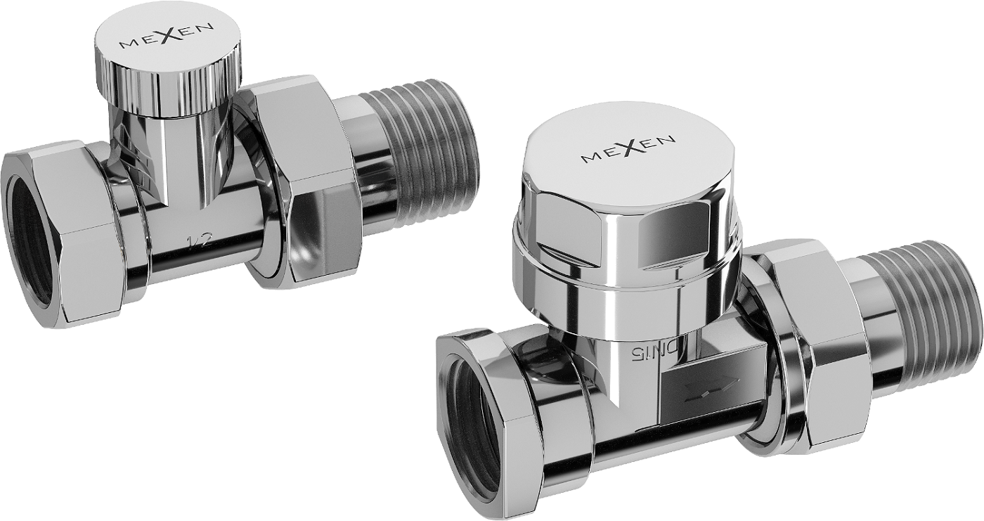 Mexen zawory grzejnikowe proste, chrom - W902-000-01