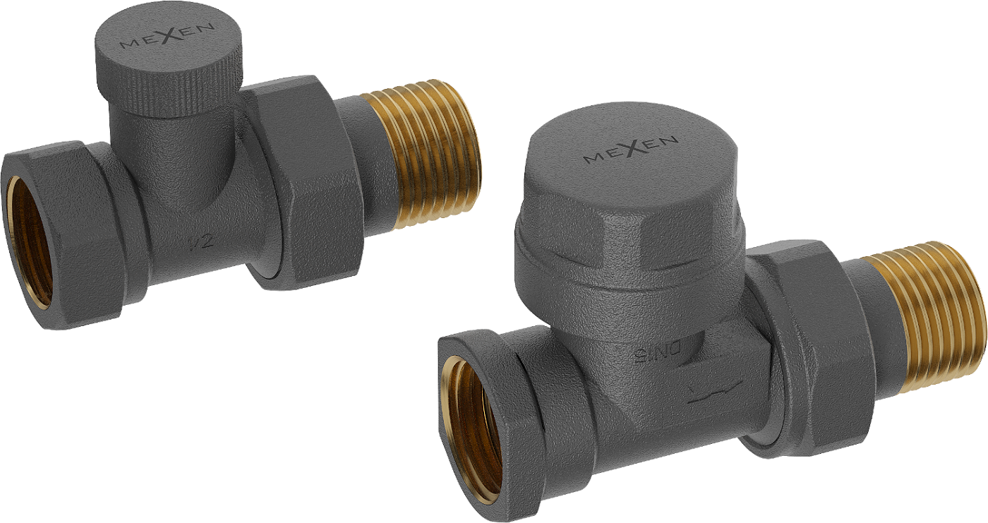 Mexen zawory grzejnikowe proste, antracyt - W902-000-66