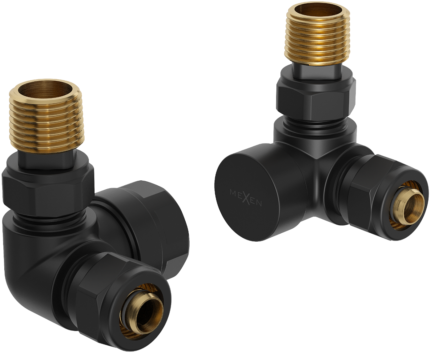Mexen zawory grzejnikowe osiowe, czarne - W903-000-70