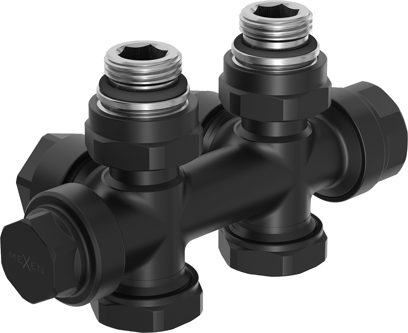 Mexen zawór grzejnikowy kątowy/prosty, Duplex, DN50, czarny - W908-000-70
