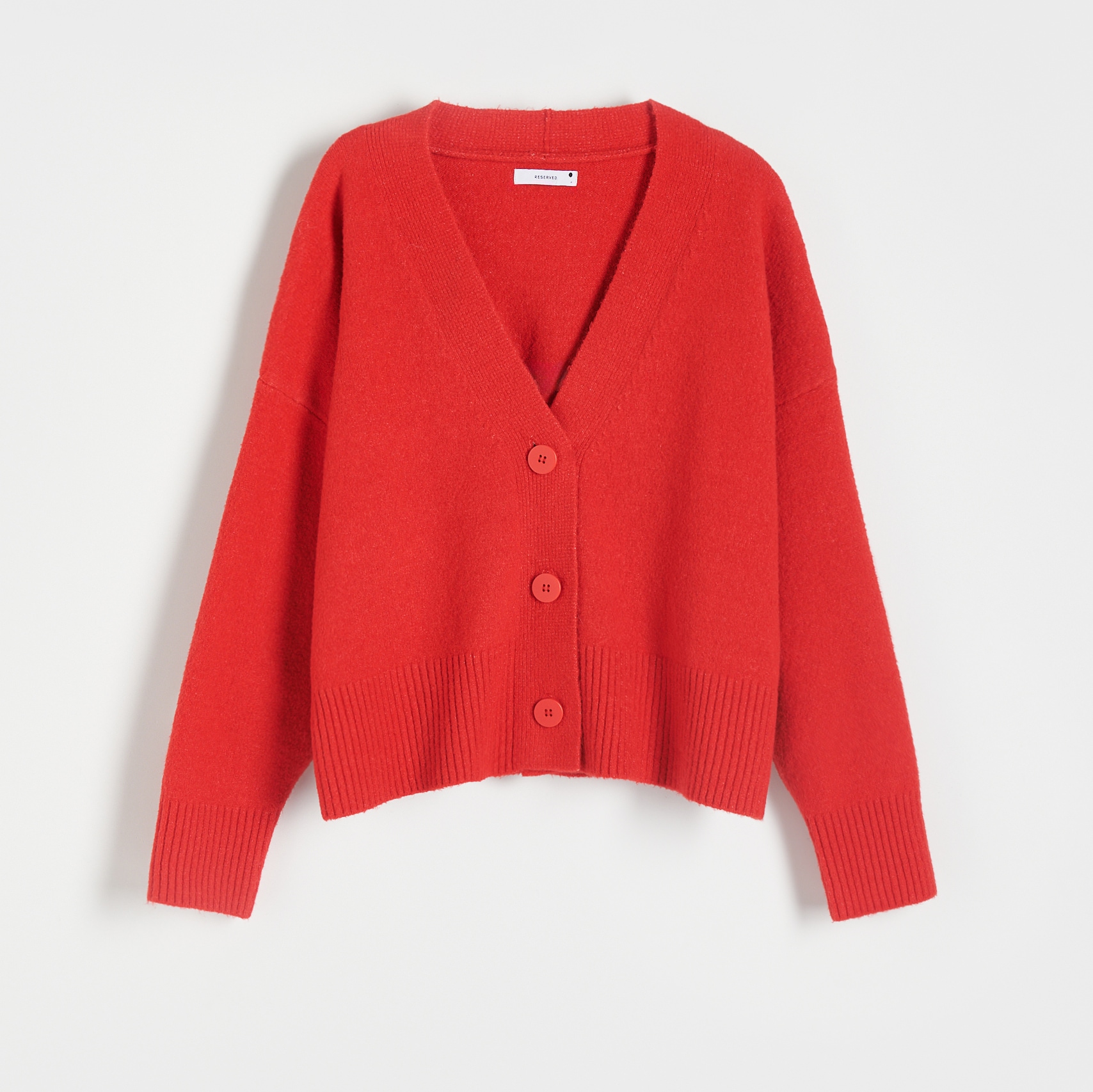 Reserved - Sweter na guziki - Czerwony