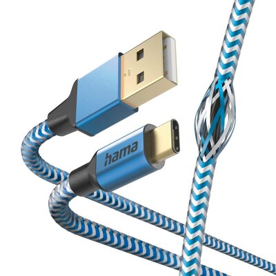 Kabel USB - USB Typ-C HAMA Reflected 1.5 m Niebieski