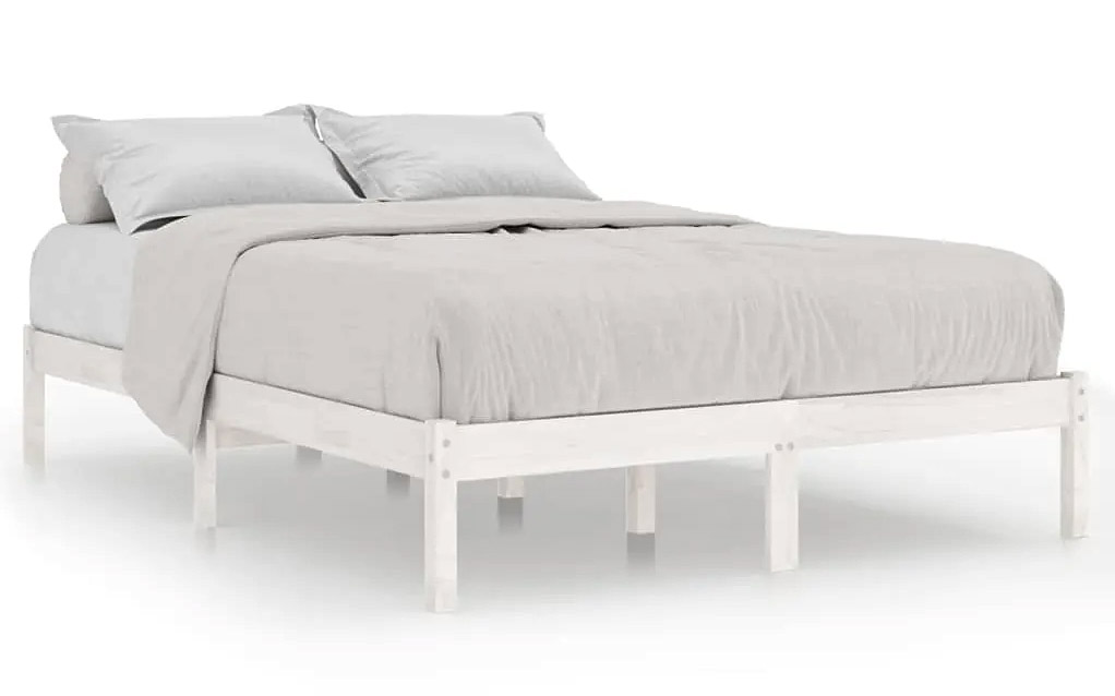 Białe małżeńskie łóżko z drewna 160x200 cm T1-D75