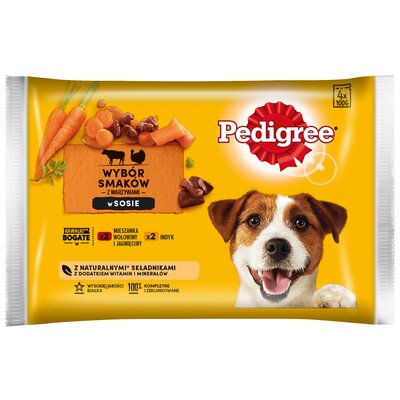 Pedigree Adult wołowina i jagnięcina/indyk i marchewka 4x100g