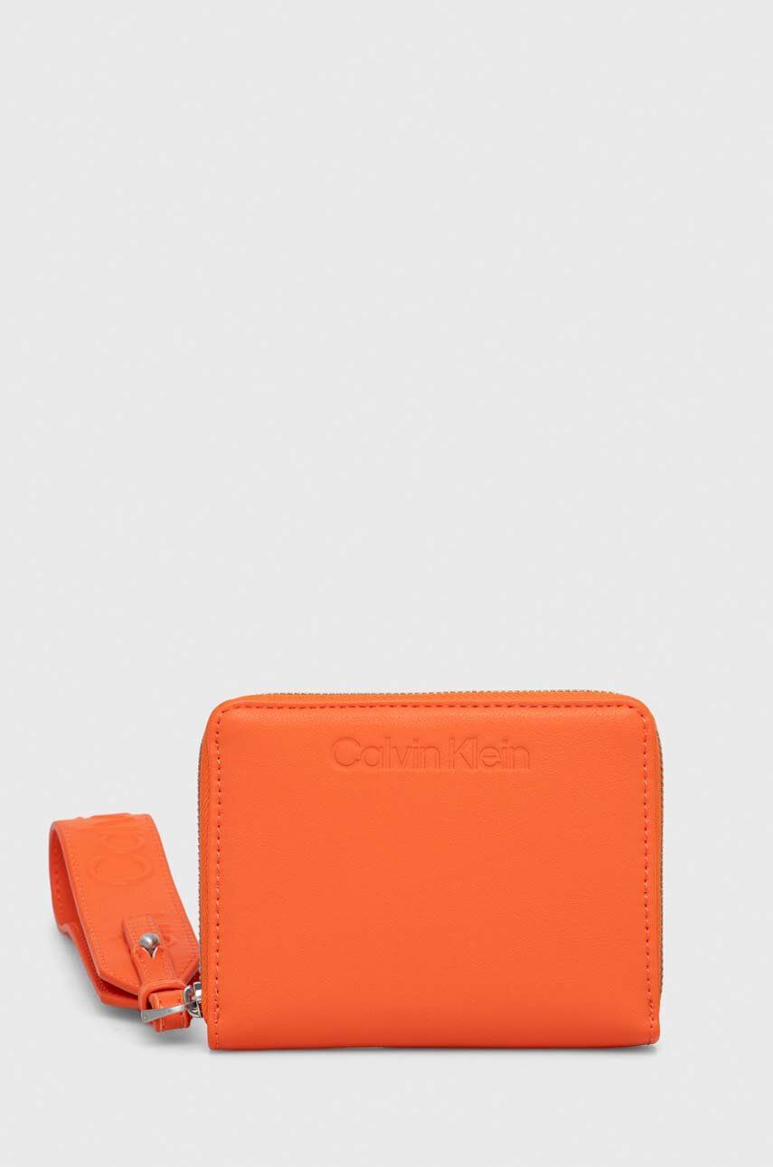 Calvin Klein portfel damski kolor pomarańczowy