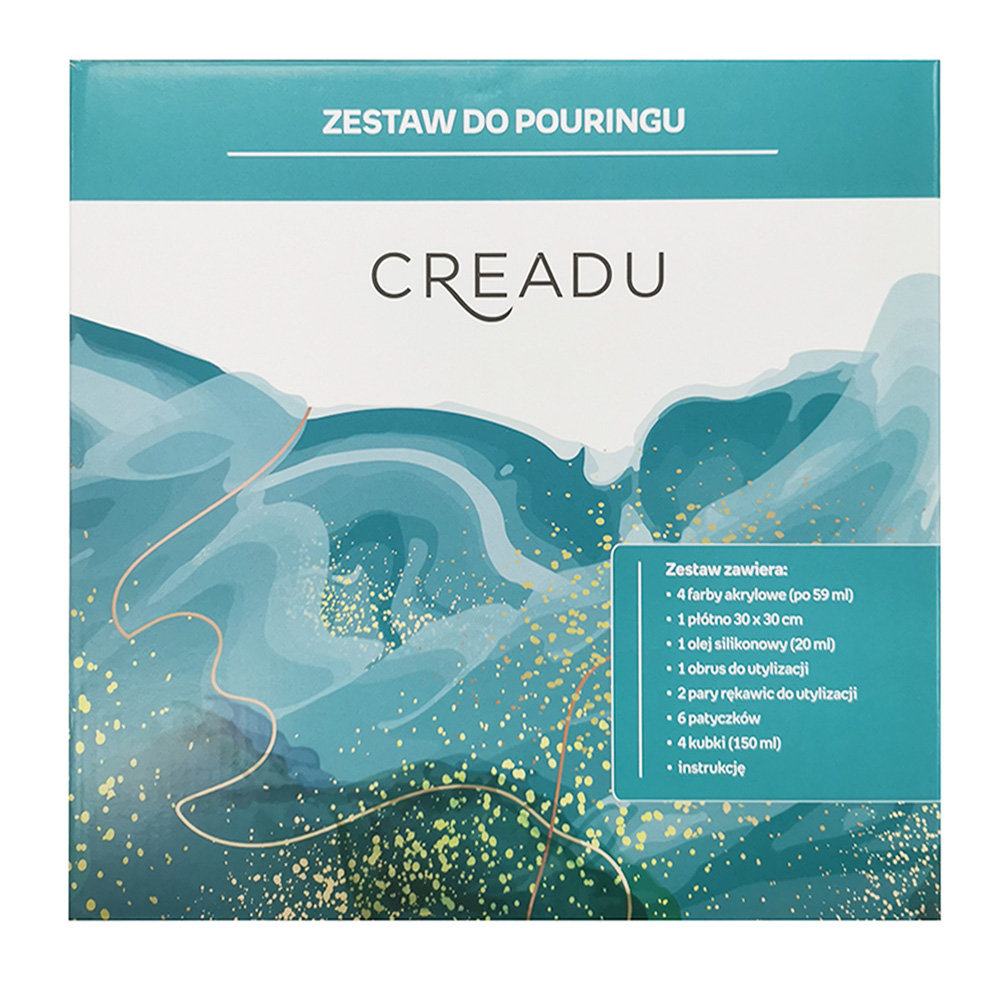 Creadu, Duży zestaw do pouringu z farbami i płótnem, zielony