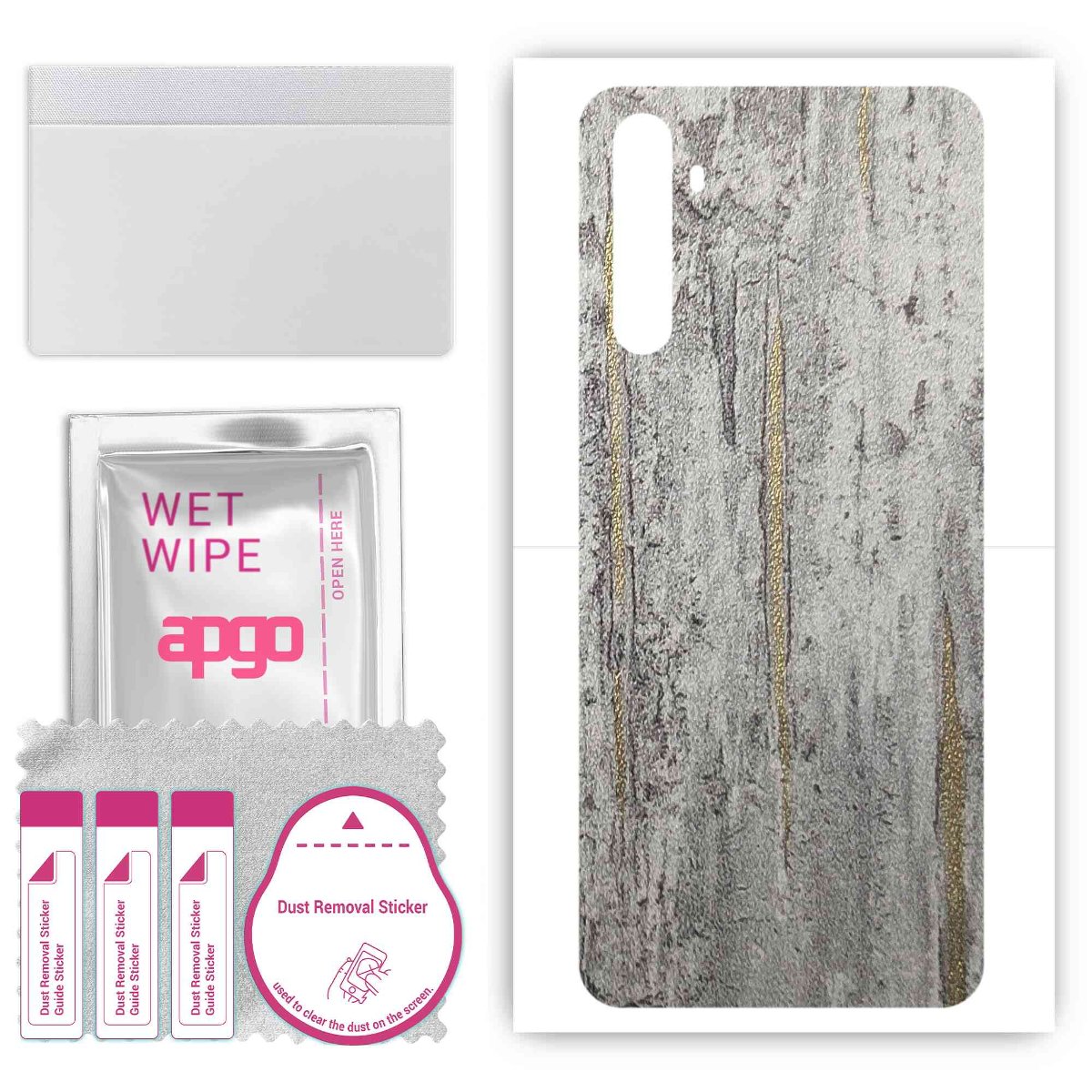 Folia naklejka skórka strukturalna na TYŁ do Realme Narzo -  Beton Złote Paski - apgo SKINS