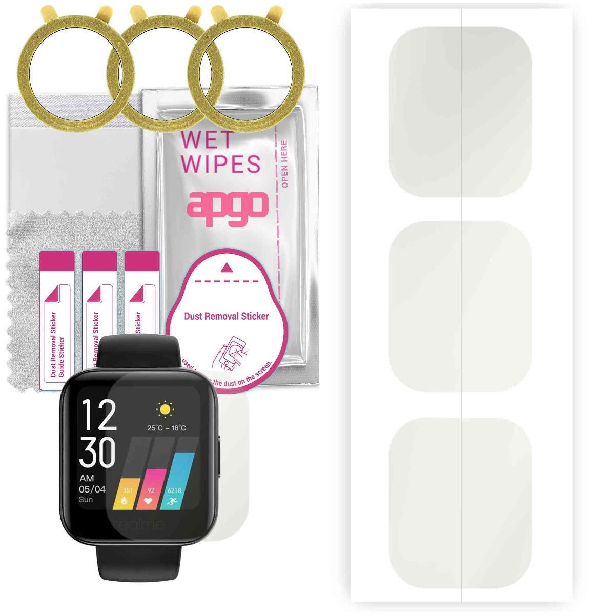 3x Folia hydrożelowa MATOWA do Realme Watch 1 - apgo Smartwatch Hydrogel MATTE Protection Ochrona na ekran smartwatcha