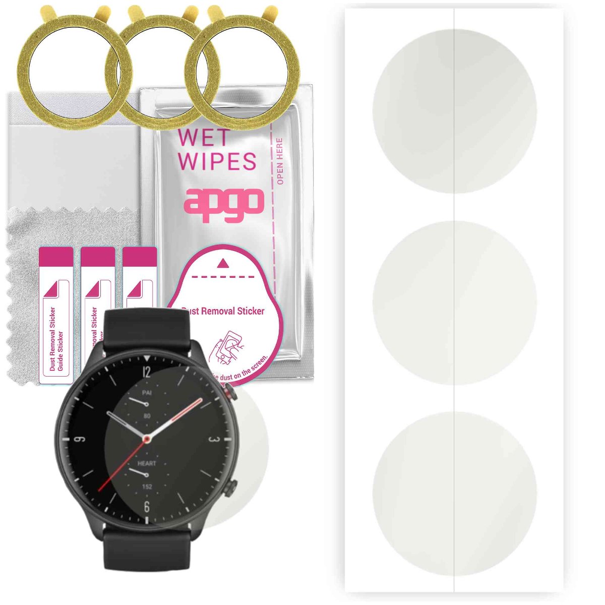 3x Folia hydrożelowa MATOWA do Amazfit GTR 2 Sport - apgo Smartwatch Hydrogel MATTE Protection Ochrona na ekran smartwatcha