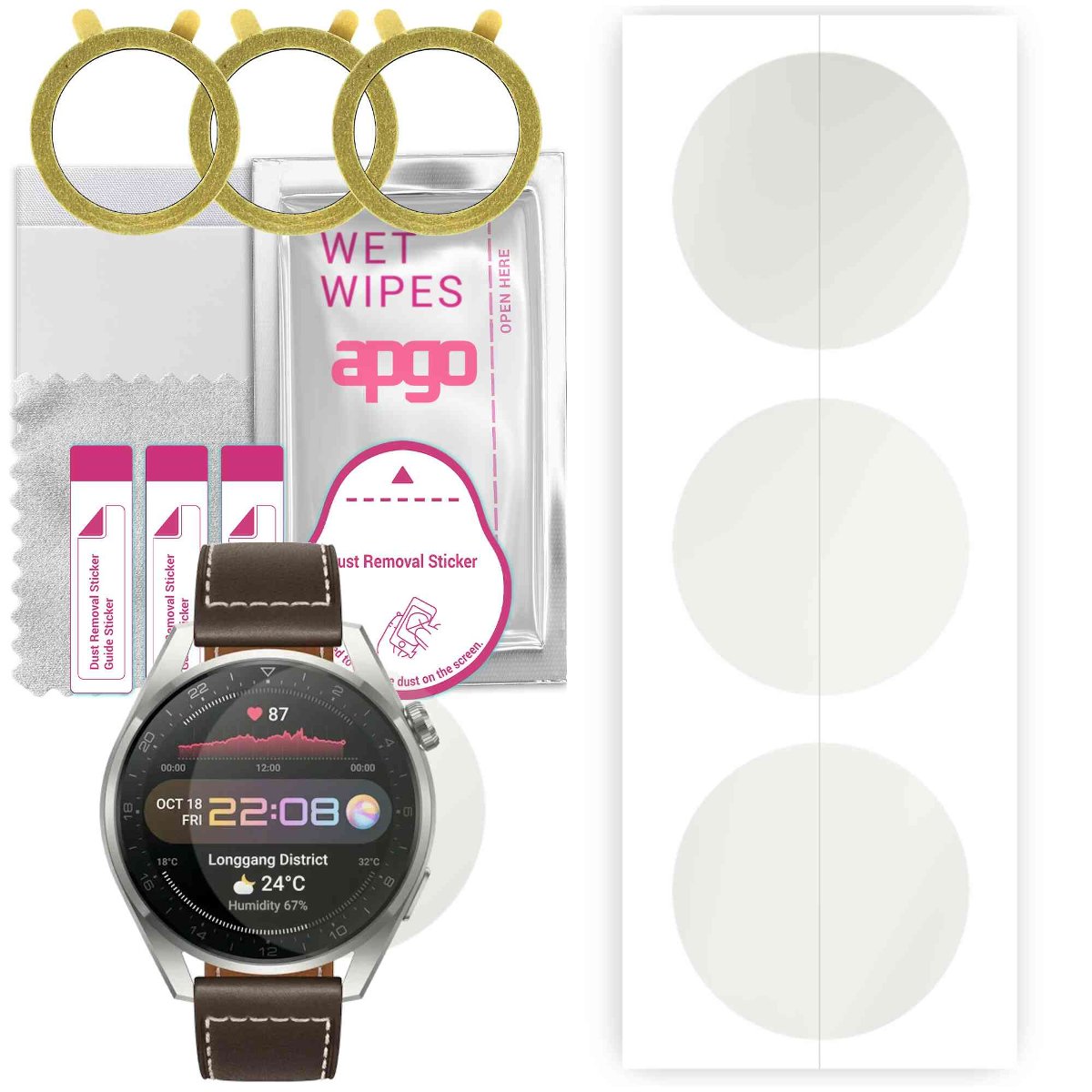 3x Folia hydrożelowa MATOWA do Huawei Watch 3 Pro Classic - apgo Smartwatch Hydrogel MATTE Protection Ochrona na ekran smartwatcha