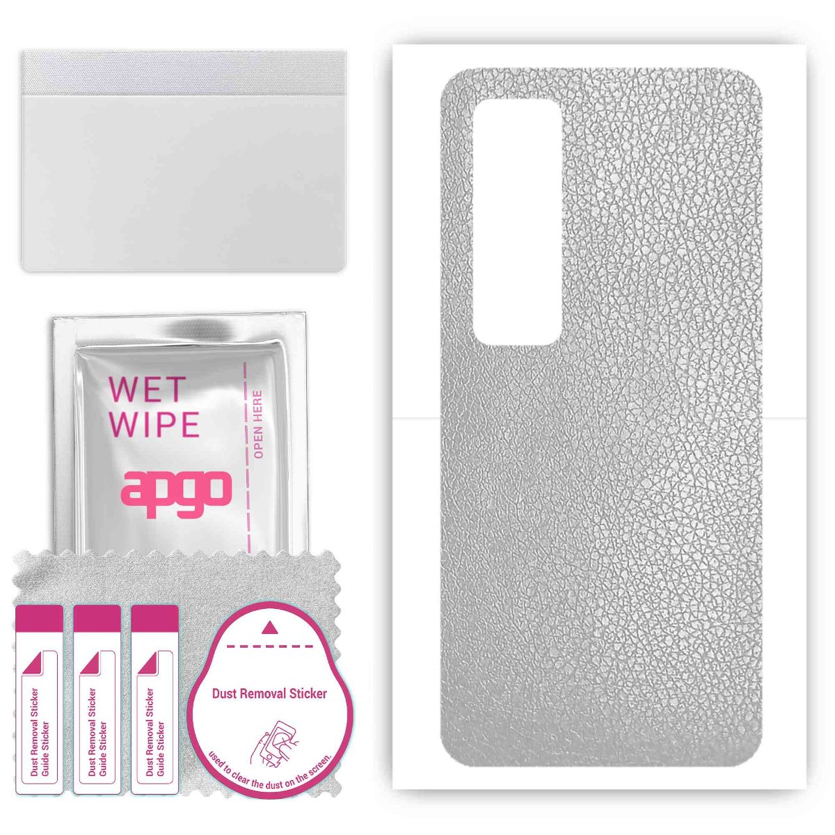 Folia naklejka skórka strukturalna na TYŁ do Xiaomi Mi 10s -  Skóra Srebrna - apgo SKINS