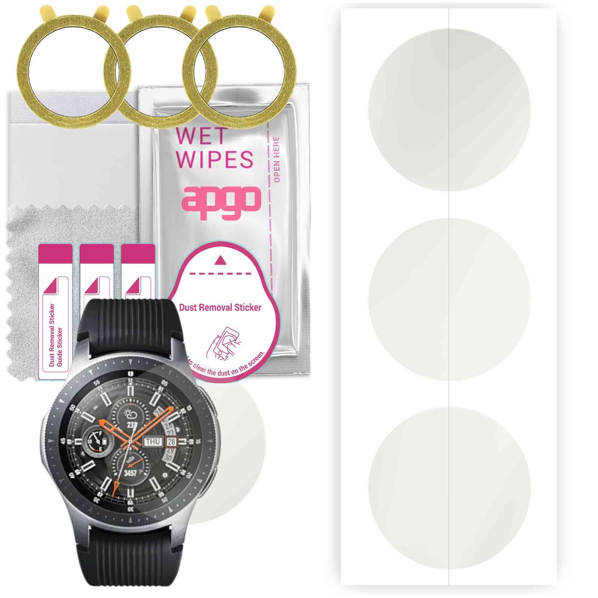 3x Folia hydrożelowa MATOWA do Samsung Galaxy Watch 46MM - apgo Smartwatch Hydrogel MATTE Protection Ochrona na ekran smartwatcha