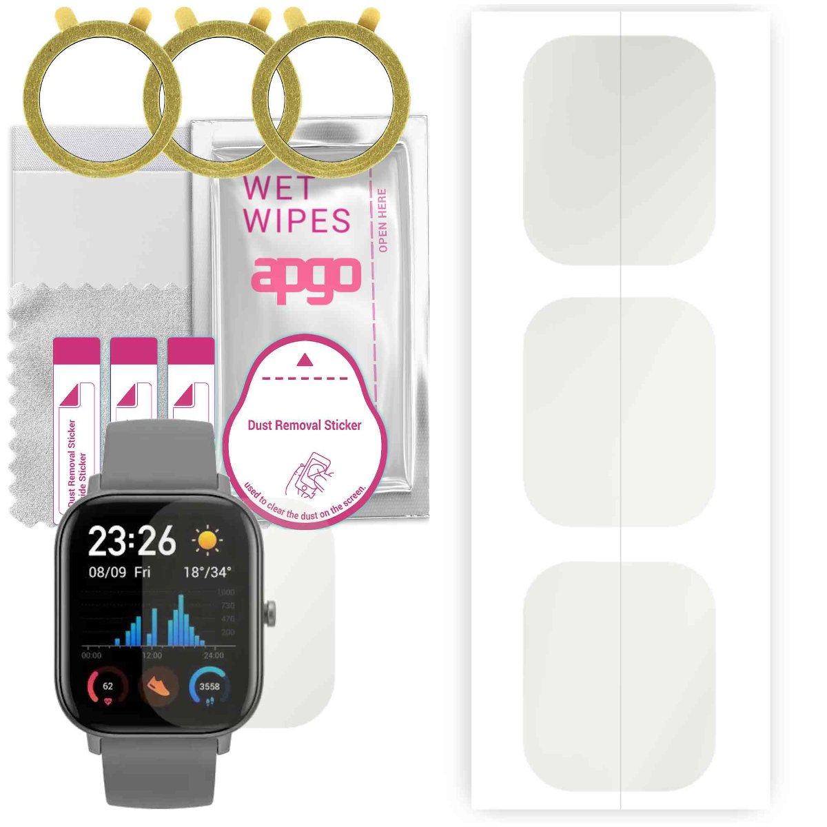 3x Folia hydrożelowa MATOWA do Amazfit GTS - apgo Smartwatch Hydrogel MATTE Protection Ochrona na ekran smartwatcha