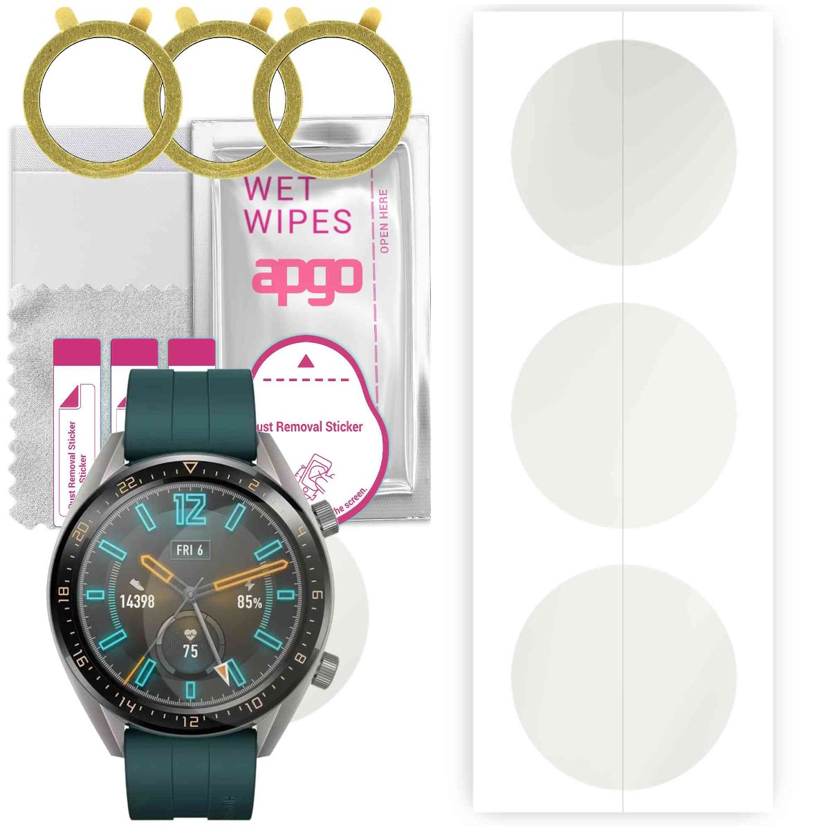 3x Folia hydrożelowa MATOWA do Huawei Watch GT Active - apgo Smartwatch Hydrogel MATTE Protection Ochrona na ekran smartwatcha