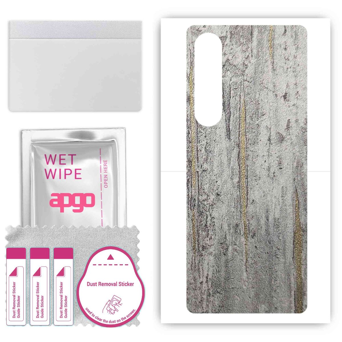 Folia naklejka skórka strukturalna na TYŁ do Sony Xperia 1 V -  Beton Złote Paski - apgo SKINS