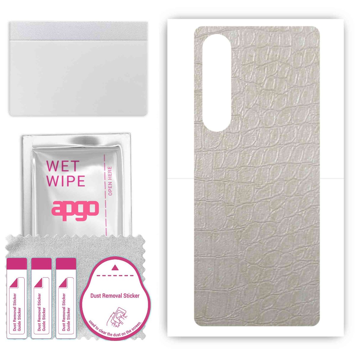 Folia naklejka skórka strukturalna na TYŁ do Sony Xperia 1 V -  Skóra Krokodyla Biała - apgo SKINS