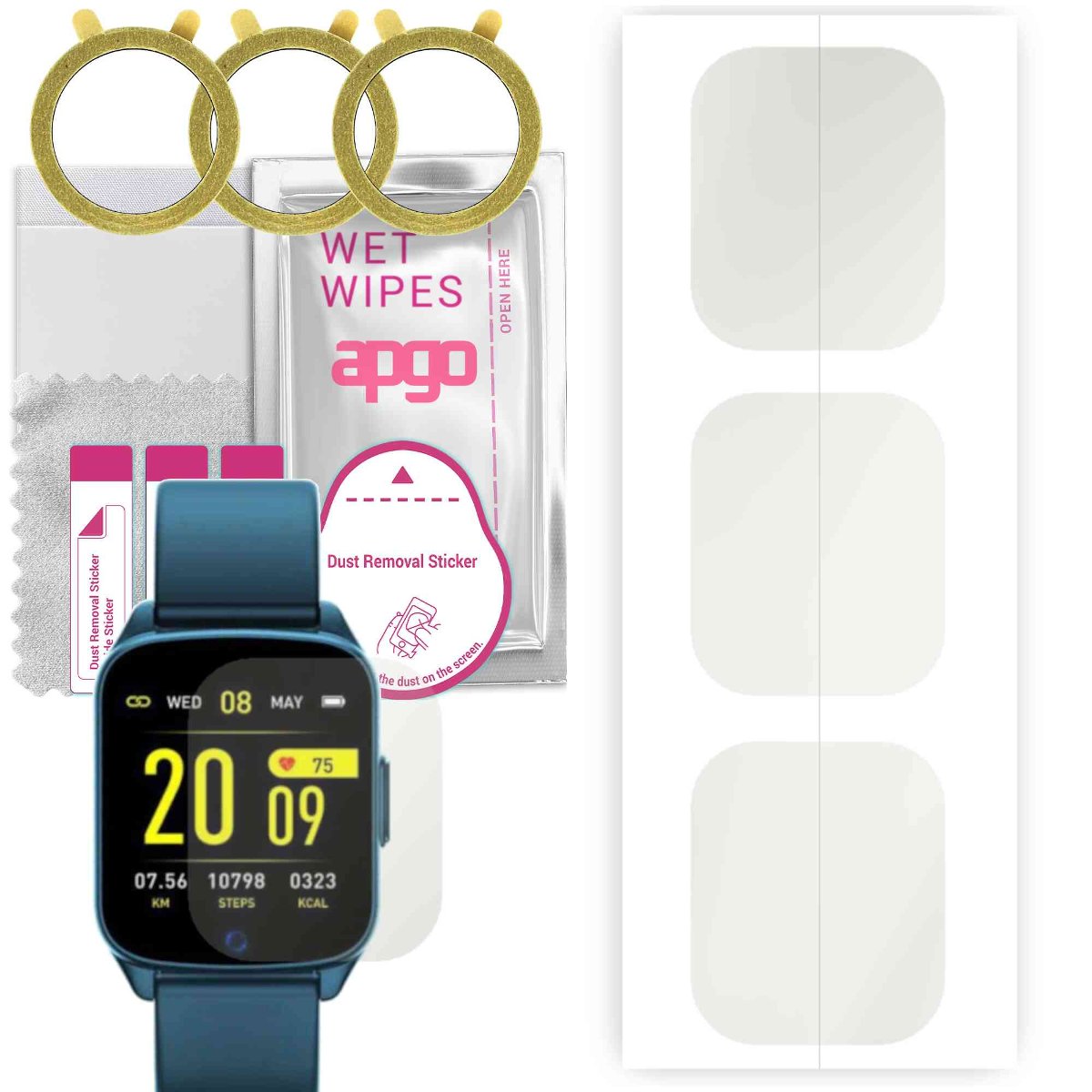 3x Folia hydrożelowa MATOWA do Rubicon RNCE42 - apgo Smartwatch Hydrogel MATTE Protection Ochrona na ekran smartwatcha