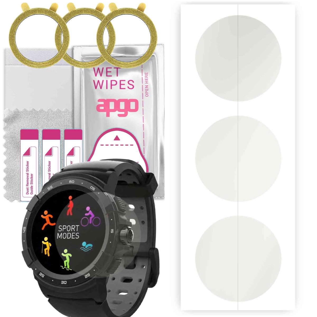 3x Folia hydrożelowa MATOWA do MyKronoz ZeSport 2 - apgo Smartwatch Hydrogel MATTE Protection Ochrona na ekran smartwatcha