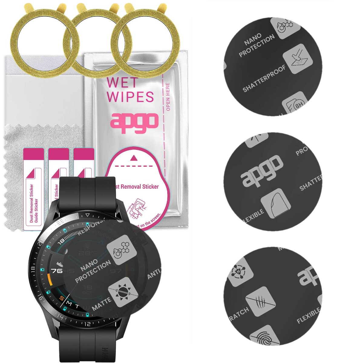 3x Szkło Hybrydowe MATOWE do Huawei Watch GT