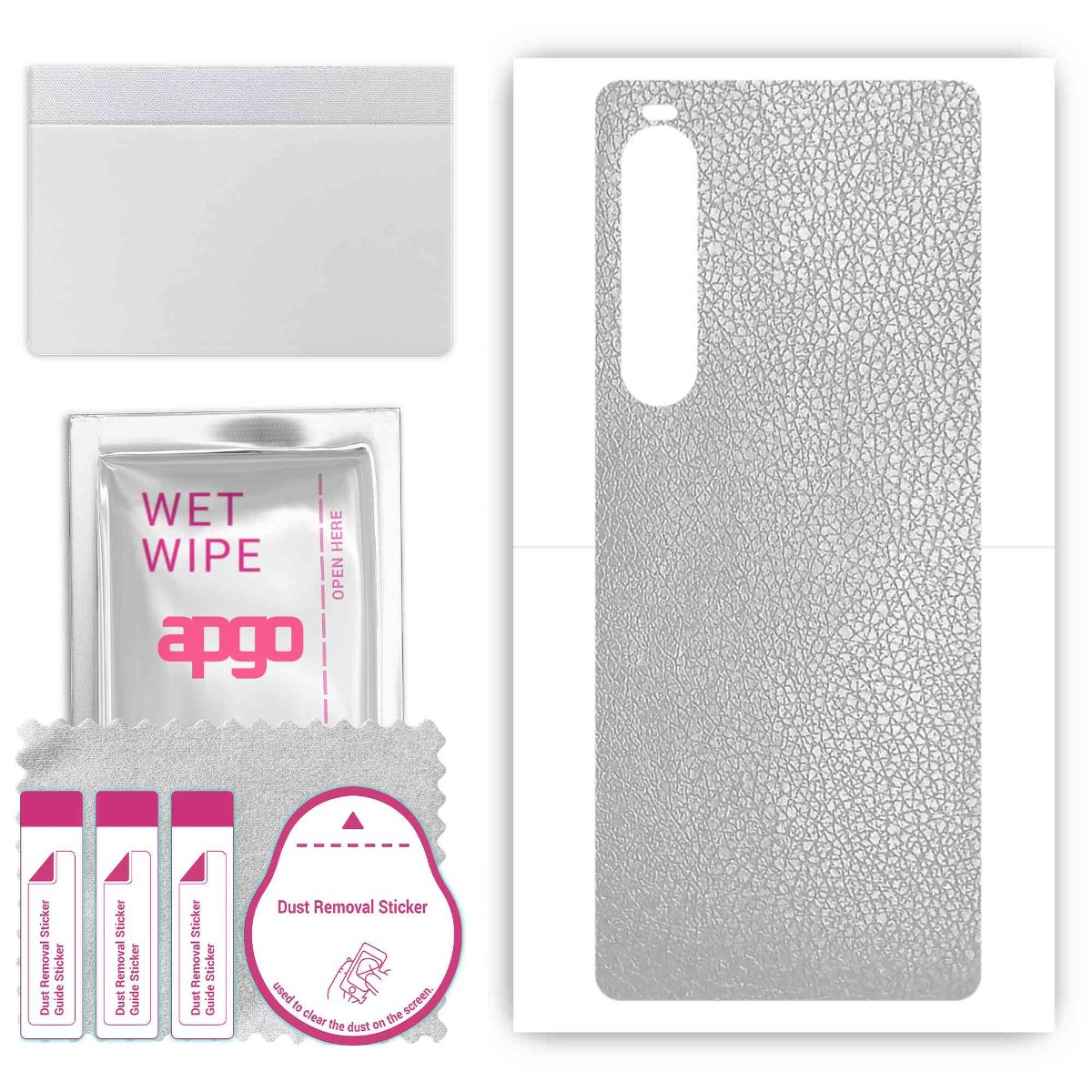 Folia naklejka skórka strukturalna na TYŁ do Sony Xperia 10 V -  Skóra Srebrna - apgo SKINS