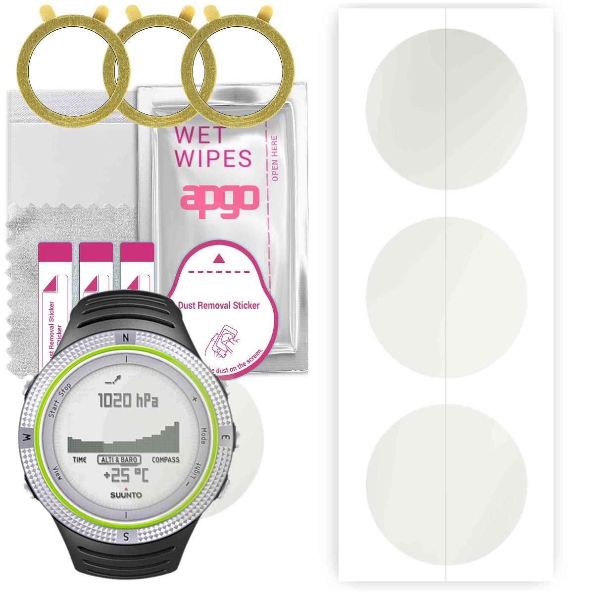 3x Folia hydrożelowa MATOWA do Suunto Core Light Green - apgo Smartwatch Hydrogel MATTE Protection Ochrona na ekran smartwatcha