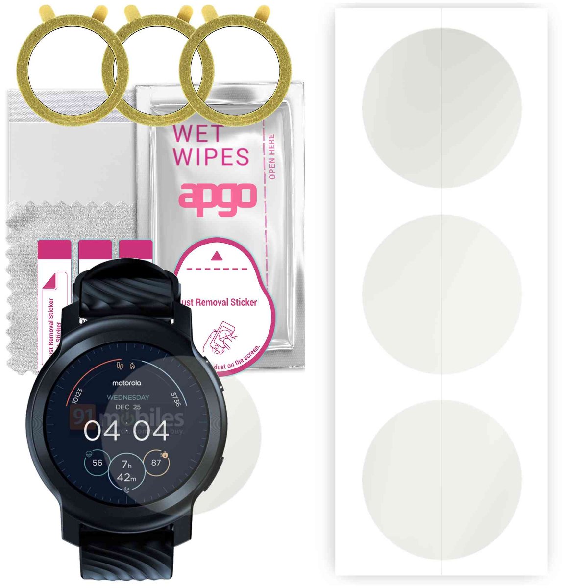 3x Folia hydrożelowa MATOWA do Motorola Moto Watch 100 - apgo Smartwatch Hydrogel MATTE Protection Ochrona na ekran smartwatcha