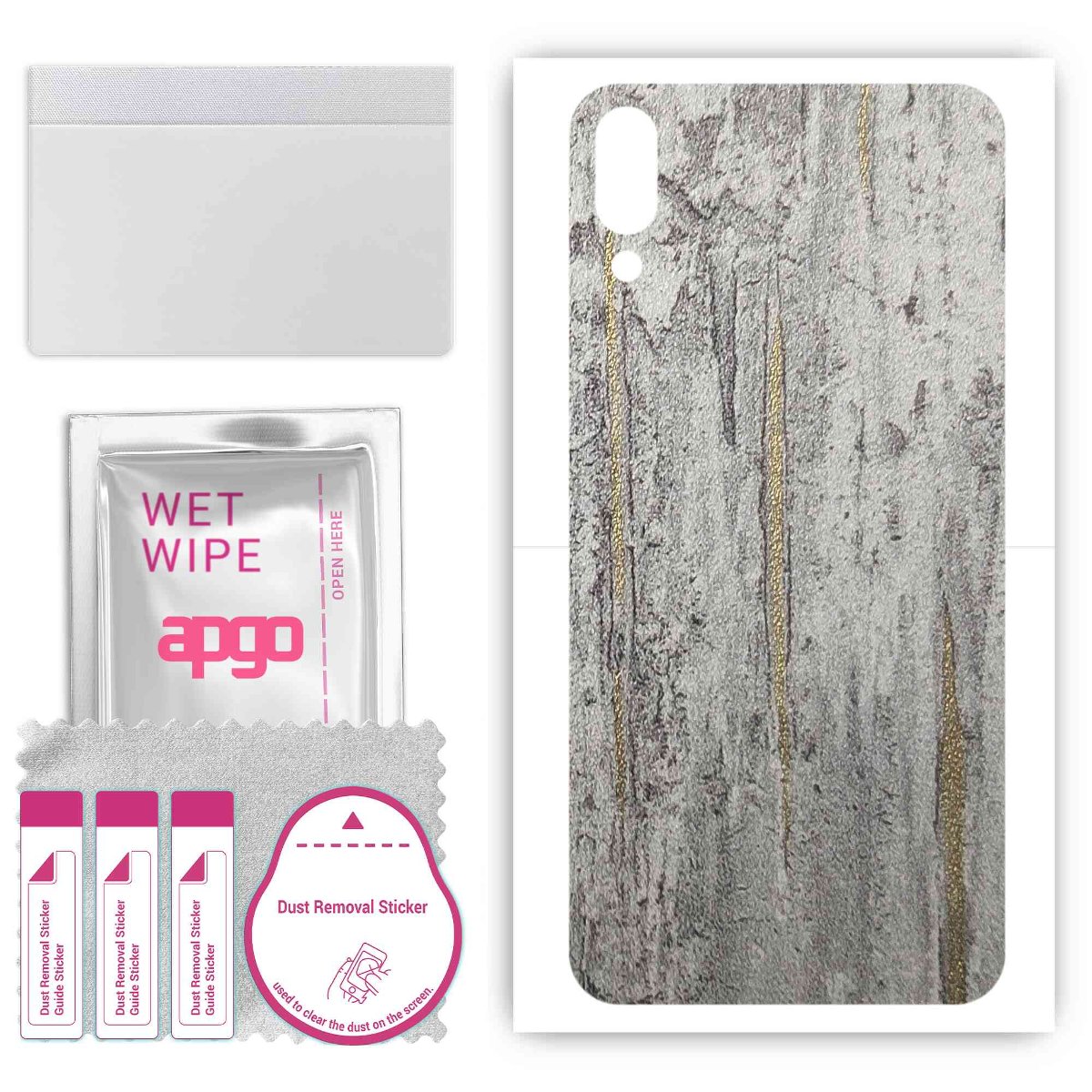 Folia naklejka skórka strukturalna na TYŁ do Samsung Galaxy M02 -  Beton Złote Paski - apgo SKINS