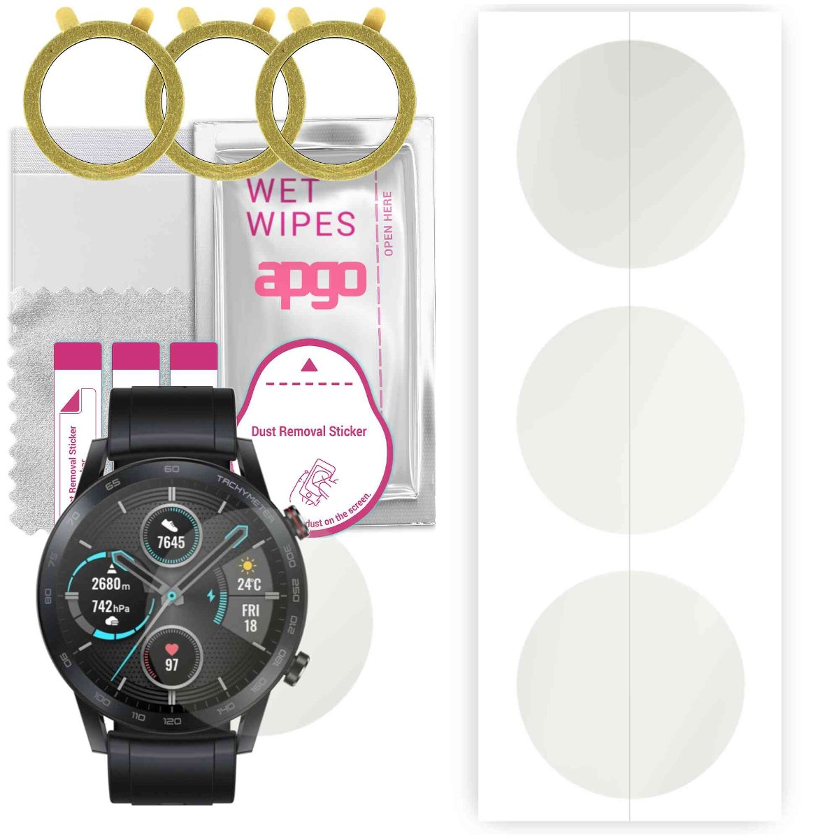 3x Folia hydrożelowa MATOWA do Honor Magic Watch 2 46mm - apgo Smartwatch Hydrogel MATTE Protection Ochrona na ekran smartwatcha