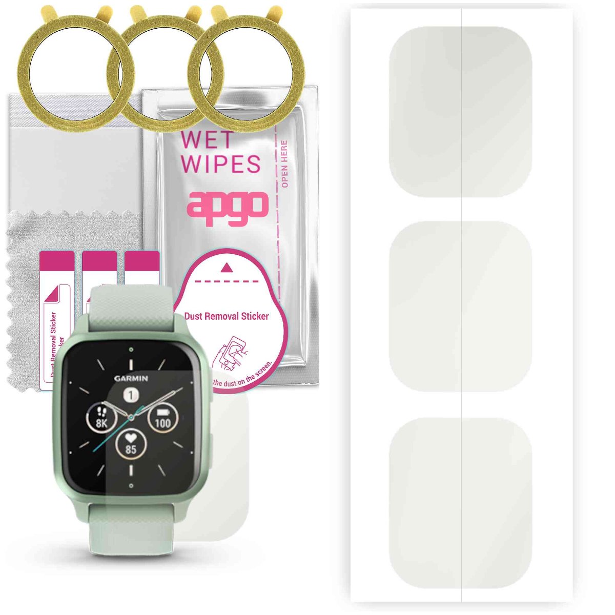 3x Folia hydrożelowa MATOWA do Garmin Venu Sq 2 - apgo Smartwatch Hydrogel MATTE Protection Ochrona na ekran smartwatcha